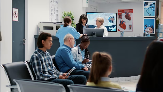 Hospital Scene with Seated Patients